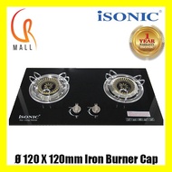 Isonic IGB-002 / IGB002 Built-in Tempered Glass Stove Double Burner Gas Hob