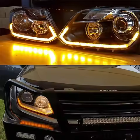 Custom Headlights with Switchback White/Amber DRL & Multicoloured Halos Front Lamps Pickup Fitment 2