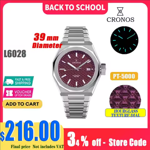 Cronos Luxury Men Watches 39mm Automatic PT5000 / Miyota9015 Wristwatches Sapphire 10ATM See-through