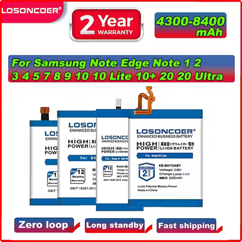 3400-8400mAh Battery For Samsung Galaxy Note 1 N7000 2 3 4 5 7 8 9 10+ Plus 10 Lite Note X Note 20 U
