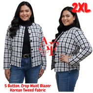 iNAR-te Plus Size (2XL), Five (5) Buttons, Long Sleeve, Below Waist, Korean Tweed Blazer for Women