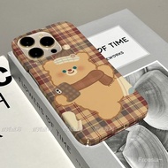 Retro Plaid BearFor iPhone 11/12/13/14/15 Pro max Case Fashion shockproof Silicone hard Case For iPh