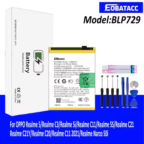 EOTABACC High Quality 100% Original Battery BLP729 For OPPO Realme 5/Realme C3/Realme 5i/Realme C11/