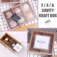 Mooncake box Food tray box 2/4/6/8 cavity brownie box kraft brown cake box 80g 2 cavity