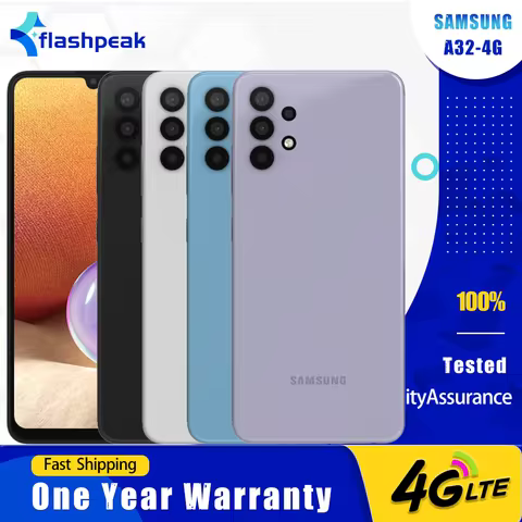 Original Samsung Galaxy A32 A325F A325N 4G Mobile Phone 4GB RAM 64/128GB ROM 90Hz 6.4'' 64MP+8MP+5MP