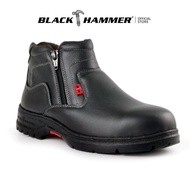 Black Hammer Women Mid Cut with Double Zip Safety Shoes BH 3889 Black