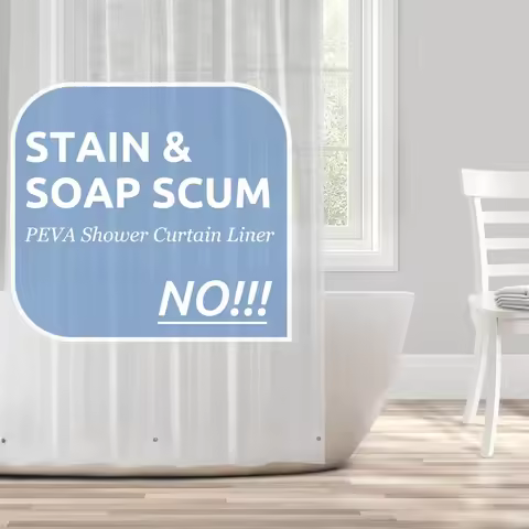 Transparent Shower Curtain Liner Waterproof Plastic Lightweight PEVA Bathroom Shower Curtain With Ma