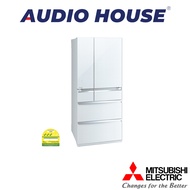 MITSUBISHI MR-WX70G-W-P  689L 6 DOOR FRIDGE  GLASS WHITE  3 TICKS W800xH1821xD738MM  1 YEAR WARRANTY