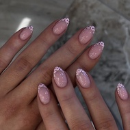 Simple Polka Dot French Wearable Nails Nails Short Almond Nails Manicure Fake Nails Nails 2026.7.31