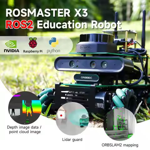 ROSMASTER X3 ROS2 Robot Aluminum Alloy Frame Autopilot Lidar Mapping for Jetson NANO Orin NX SUPER O