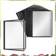 12 Pack Cafe Style Menu Cover Crystal Clear Vinyl (Black, 2 Pages/4 Views - 8.5 Inch X 11 Inch)