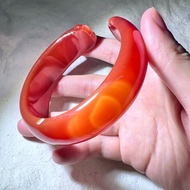 LUCK 保平安 63-64mm 天然玛瑙水晶玉石猫爪雕刻手镯 Natural Agate Jade Bangle