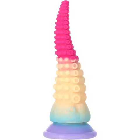 Fantasy Octopus Tapered Tentacle Dildo with Suction Cup Liquid Silicone Anal Plug Prostate Stimulato