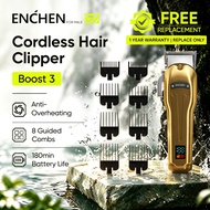 Enchen Hair Trimmer Boost 3 Professional Cordless Hair Clipper Adjustable Cutting Lever LED Display