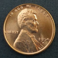 1954-D 美國林肯一美仙硬幣一枚