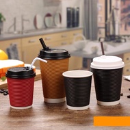 แก้ว 500ใบ แก้วกาแฟร้อนพร้อมฝา แก้วกาแฟดับเบิลวอลล์ 8oz 12oz 14oz 16oz -หนา2ชั้น