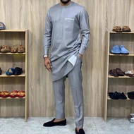 2024Kaftan Elegant African Men's Suit Two-Piece Agbada Dress Wedding Jacket And Trousers Wedding Sui
