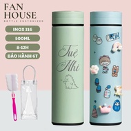 High quality thermos bottle 500ml stainless steel 314 water bottle with led temperature display, Fan