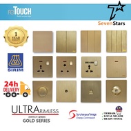 [GOLD] reTouch Switch Ultra Rimless 1/2/3/4 Gang 1Way Wall Switch 13A/15A Socket Frameless SIRIM