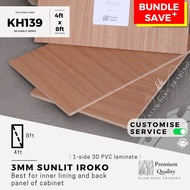 3mm Sunlit Iroko 3D PVC 1-side laminated plywood (4ft x 8ft) | KH139 | Papan kayu DIY | Kiam Hing