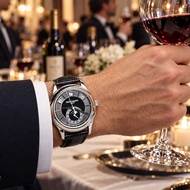 Patek Philippe 百達翡麗  18K白金自動日曆星期月份月相GMT黑灰面透視底皮帶針扣年曆 Annual Calendar 5205G (40mm)