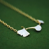 經典銀杏三葉項鍊 - 經典銀杏葉 - 銀杏飾品 - 秋季