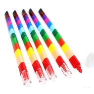 Top 5Pcs Building Blocks Kid Crayon Stackable Crayon Kids Detachable Crayon
