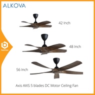 Alkova 42" / 48" / 56" AXIS 5 blades DC Motor Ceiling Fan (Oak) - AXIS42/5B-OAK, AXIS48/5B-OAK, AXIS