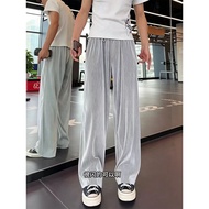 seluar tracksuit lelaki tracksuit man elgini tracksuit Black White Striped Ice Silk Pants Men's Summ