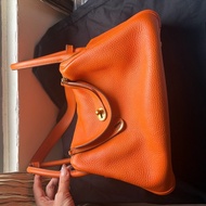 Hermes Lindy 30金扣經典愛馬仕橘 框O