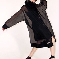 黑色吊帶純絲緞雞尾酒禮服透明歐根紗外套哥特式遮蓋不尋常的透