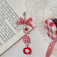 Loket Telefon KT Red Apple yang comel dengan hiasan simpul reben berbentuk hati feminin, pemegang ka