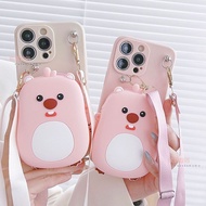 OPPO A92 A72 A5s A3s A16K A17 A12 A91 A15 A53 F5 F7 F15 F9 F11 F17 F19 F21 F23 FIND X2 X3 X5 PRO Cute Mobile Phone Case Coin Pouch with Long Lanyard Soft TPU Material Phone Case