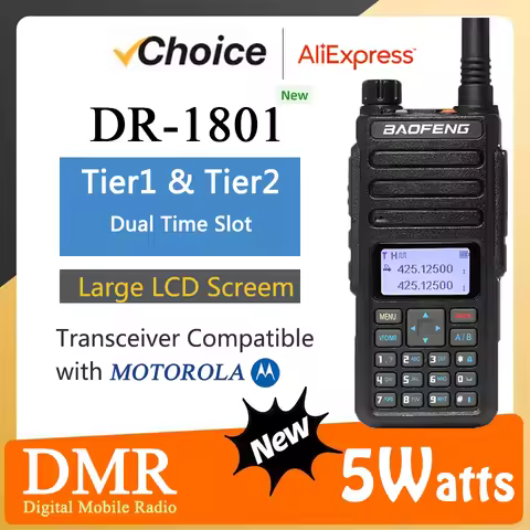 Baofeng DR-1801 Walkie Talkie DMR Radio Dual Band Dual Time Slot Digital AES256 Encryption Radio Tie