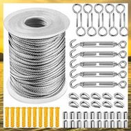 (HARB) 30M Steel PVC Coated Flexible Wire Rope Soft Cable Transparent Stainless Steel Clothesline Di