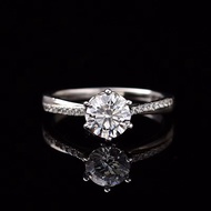 925 Silver Moissanite Ring Princess Six-Claw Sterling Silver Electroplating No. 18k Gold Heavy Indus