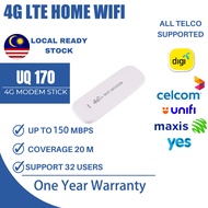 Ready Stock 4G LTE USB Modem Router UQ170 Unlocked Bypass  Portable WIFI Sim Card Hotspot Plug &amp; Play Dongle 150Mbps for Laptop PC Network