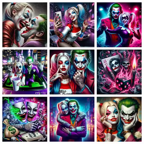 DC Character Diamond Painting Harley Quinn And Joker Cross Stitch Mosaic Embroidery Wall Decor 5D DI