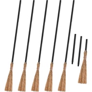 ADXCO 6 Pack Halloween Witch Broom Decor Retractable Straw Bamboo Thatch Witch Broomstick Costume Ac