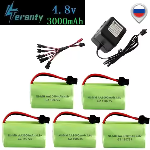 (SM Plug) Ni-MH 4.8v 3000mah Battery + USB Charger For Rc toys Cars Tanks Robots Boats Guns 4* AA 4.