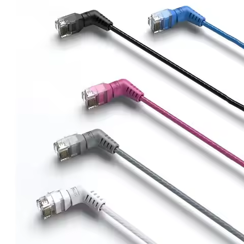 Double Elbow CAT6A Ethernet Cable 360 Rotatable Slim Cable Cat6 Lan Cable RJ45 Cable Vention Cat6A E