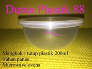 HARGA/PCS MANGKOK + TUTUP plastik cup 200ML tahan panas microwave oven