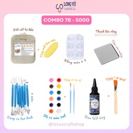 Full Box Đất Sét Nghệ Thuật 7 Món Combo Đất Sét Tự Khô Đầy Đủ Dụng Cụ - Clay Craft Box