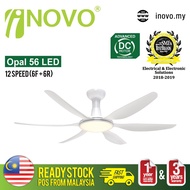 Inovo Celing Fan 56" / DC Motor / With &amp; Without LED Light / 6 Blades / Kipas Siling - Opal 56 / Opal 56 LED