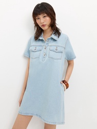 [Pomelo] เดรสแขนสั้นแต่งกระเป๋าหน้า / Short Sleeve Dress