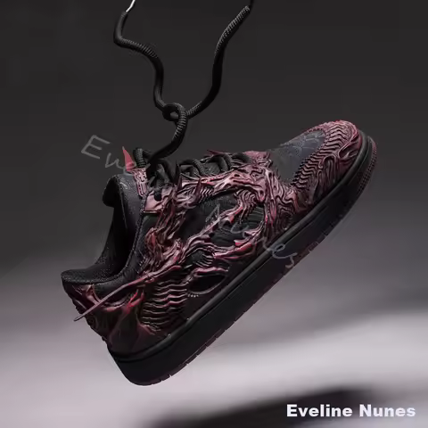 3D Stereo Blood Red Dragon Carving Sneakers Men Dark Gothic Chinese Myth Streetwear Fashion Trainers