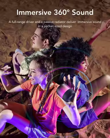 Anker Soundcore Glow Mini Portable Speaker Bluetooth Speaker with 360 Sound Light Show 12H Battery I