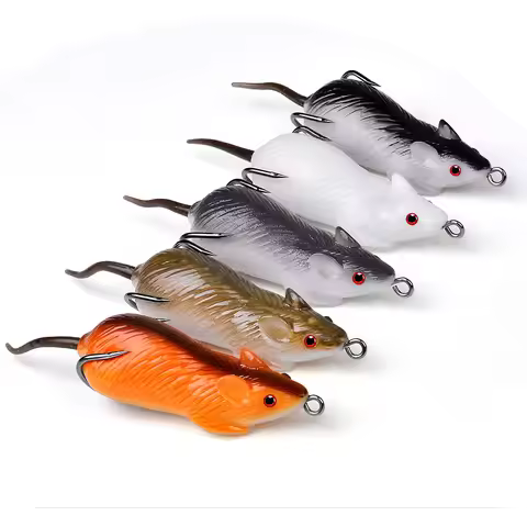 Luya Fish Bait Leiwa Mouse Double Hook Simulation Rat Frog 6cm 11.5g Soft Baits for Snakehead Fishin