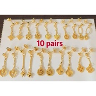 14k 10 pairs Bangkok gold earrings Mixed Subang Telinga Earring Stud