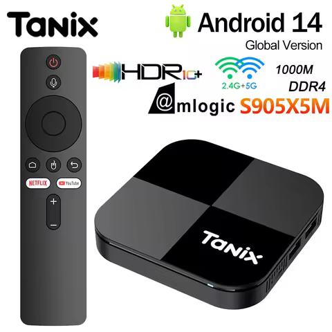 5PCS Tanix TX5 Plus 1000M LAN Android 14.0 TV Box Amlogic S905X5M 4GB 32GB 2.4G&5G Wifi 4K BT Media 